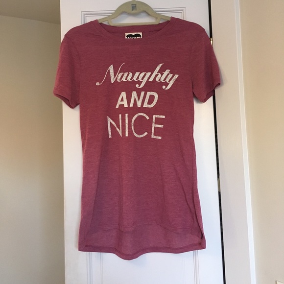 Christmas Shirt Modern Lux Naughty/Nice Tee ❤️ - Picture 1 of 4